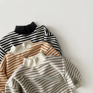 Warm Stripe Turtle Neck Sweater - RYAN AND REMI