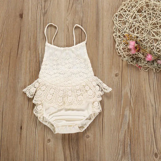Newborn Ruffle Lace Backless Romper - RYAN AND REMI