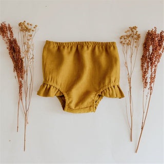 Baby Girl Solid Linen Shorts - RYAN AND REMI