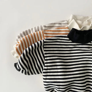 Warm Stripe Turtle Neck Sweater - RYAN AND REMI