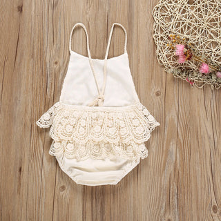 Newborn Ruffle Lace Backless Romper - RYAN AND REMI