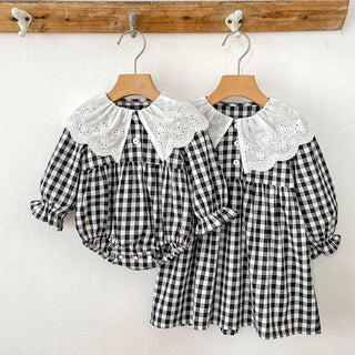 Lapel Checkered Romper - RYAN AND REMI