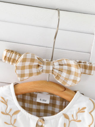 Checkered  Embroidered Collar Romper - RYAN AND REMI