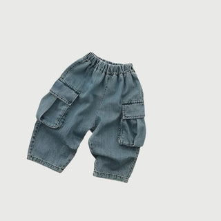 Denim Cargo Loose Pants - RYAN AND REMI