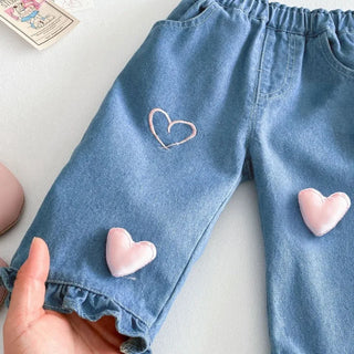 3D Heart Denim Pants - RYAN AND REMI