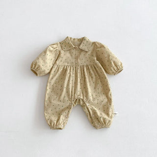 Corduroy Floral Lapel Jumpsuit - RYAN AND REMI