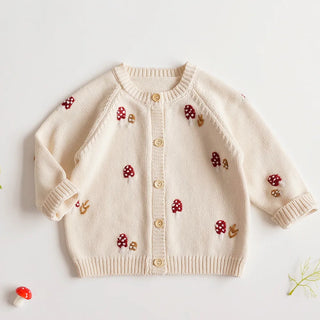 Mushroom  Knit Cardigan Sweater - RYAN AND REMI