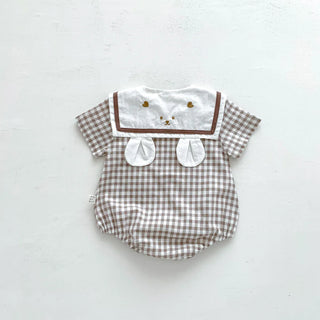 Plaid Bunny Collar Romper - RYAN AND REMI