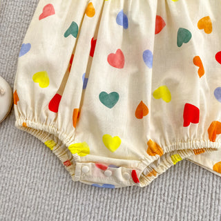 Heart Print Fly Sleeve Romper - RYAN AND REMI