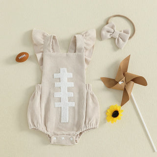 Football Embroidery Bodysuit Set - RYAN AND REMI