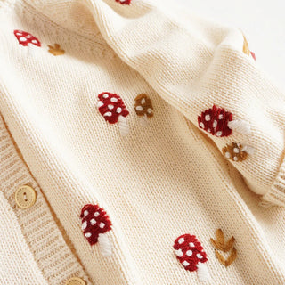 Mushroom  Knit Cardigan Sweater - RYAN AND REMI