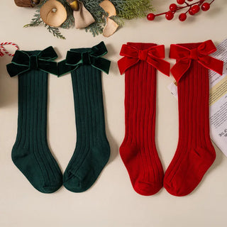 Christmas Velvet Bow Socks - RYAN AND REMI