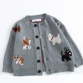 Jacquard Dog Cardigan Knitted Sweater - RYAN AND REMI