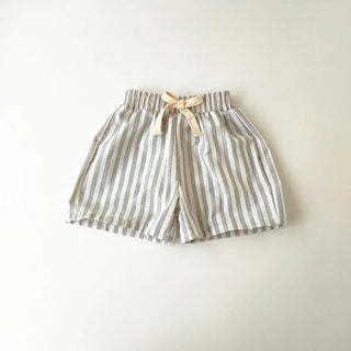 Striped Loose Linen Cotton Shorts - RYAN AND REMI