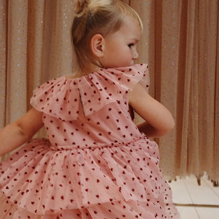 Mesh Heart Print Party Dress - RYAN AND REMI