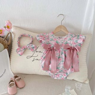 Floral Puff Sleeve Romper Set - RYAN AND REMI