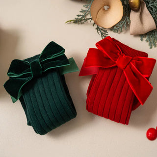 Christmas Velvet Bow Socks - RYAN AND REMI