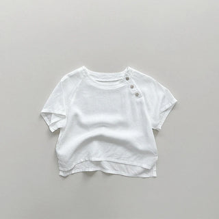 Boys Casual Slant Button Linen Shirt - RYAN AND REMI