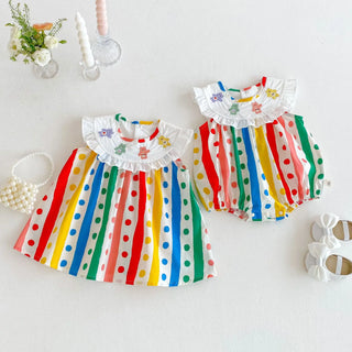 Rainbow Polka Dot Sister Outfit - RYAN AND REMI