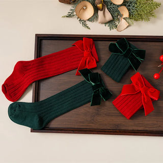 Christmas Velvet Bow Socks - RYAN AND REMI