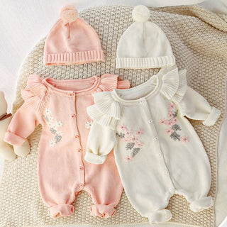 Embroidery Flower Knitted Romper Set - RYAN AND REMI