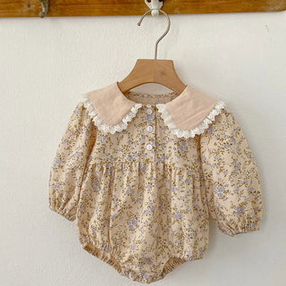 Autumn Newborn Baby Girls Bodysuits Long Sleeved Cotton Lace Flower Infant Baby Girls Jumpsuit Spring 0-24M Children Clothes - RYAN AND REMI