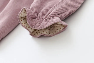 Ruffle Ribbon Corduroy Dress - RYAN AND REMI