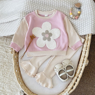 Flower Embroidered Frill Pants Set - RYAN AND REMI