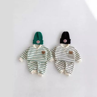 Striped Teddy Bear Lounge Set - RYAN AND REMI