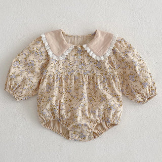 Autumn Newborn Baby Girls Bodysuits Long Sleeved Cotton Lace Flower Infant Baby Girls Jumpsuit Spring 0-24M Children Clothes - RYAN AND REMI