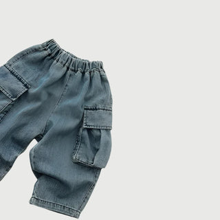 Denim Cargo Loose Pants - RYAN AND REMI