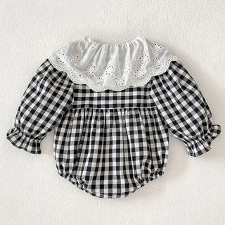 Lapel Checkered Romper - RYAN AND REMI