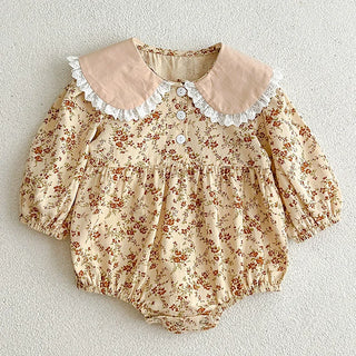 Autumn Newborn Baby Girls Bodysuits Long Sleeved Cotton Lace Flower Infant Baby Girls Jumpsuit Spring 0-24M Children Clothes - RYAN AND REMI