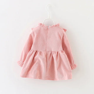 Ruffle Ribbon Corduroy Dress - RYAN AND REMI