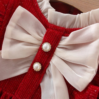 Pearl Bow Ruffle Dress - RYAN AND REMI