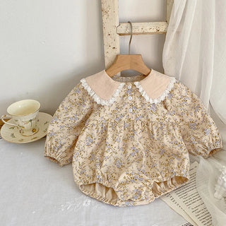 Autumn Newborn Baby Girls Bodysuits Long Sleeved Cotton Lace Flower Infant Baby Girls Jumpsuit Spring 0-24M Children Clothes - RYAN AND REMI