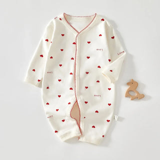 Newborn Red Heart Print Jumpsuit - RYAN AND REMI