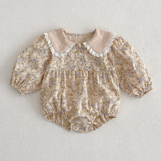Autumn Newborn Baby Girls Bodysuits Long Sleeved Cotton Lace Flower Infant Baby Girls Jumpsuit Spring 0-24M Children Clothes - RYAN AND REMI