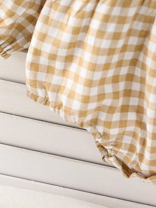 Checkered  Embroidered Collar Romper - RYAN AND REMI