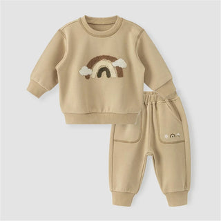 Fuzzy Patch Contrast Jogger Set - RYAN AND REMI