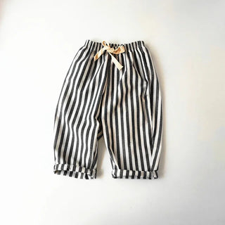 Neutral Striped Linen Cotton Pants - RYAN AND REMI