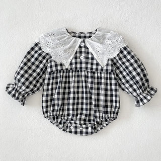 Lapel Checkered Romper - RYAN AND REMI