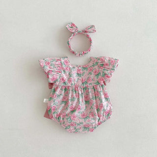 Floral Puff Sleeve Romper Set - RYAN AND REMI