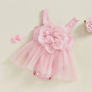 Pink Rose Flower Lace Romper - RYAN AND REMI