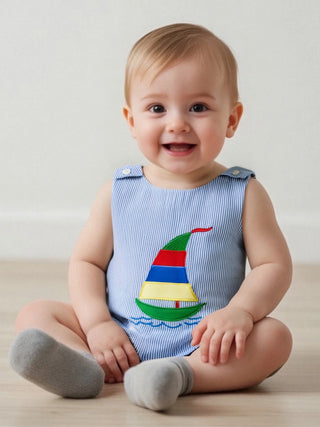 Embroidered Nautical Striped Jumpsuit - RYAN AND REMI