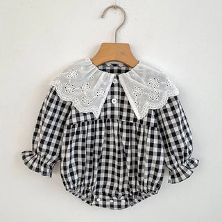 Lapel Checkered Romper - RYAN AND REMI