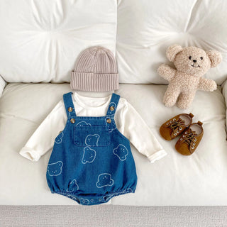 Bear Printed Denim Jumpsuit - RYAN AND REMI
