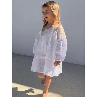 Long Sleeve Linen V-neck Dress - RYAN AND REMI