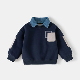 Denim Collar Sweatshirt - RYAN AND REMI
