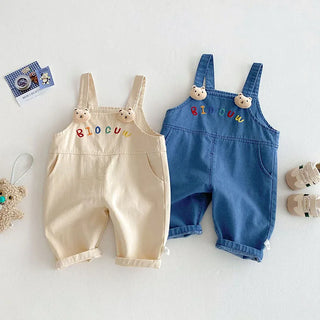 Bear Embroidered Overalls - RYAN AND REMI